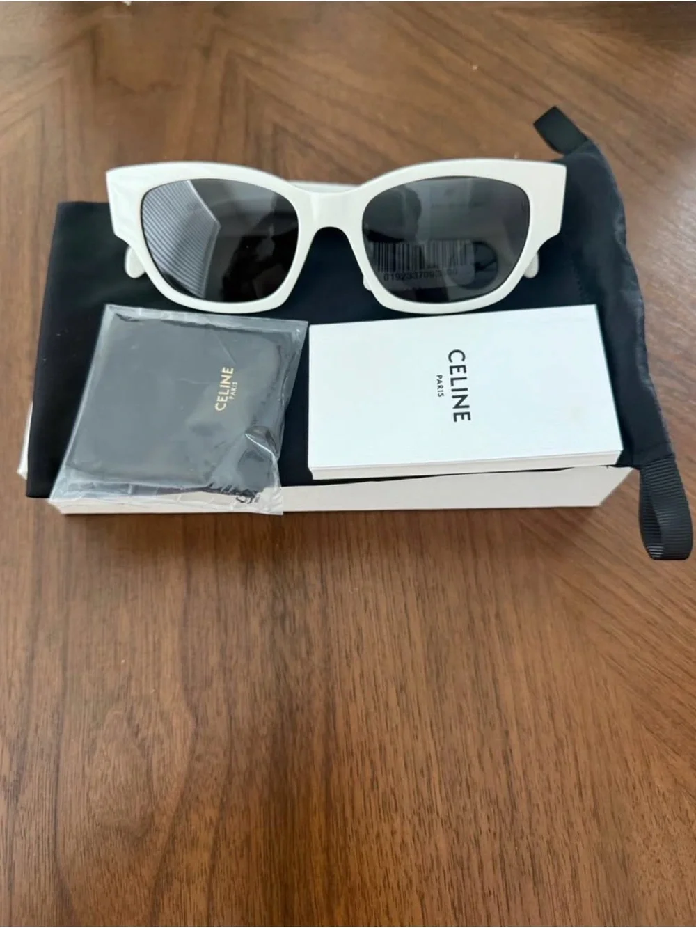 Celine White Cat-Eye Sunglasses with Dark Lenses